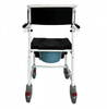 4-in-1 Bedside Commode Shower Wheelchair, Commode chair for Toilet with Arms, 4 Lockable Wheels, Detachable Bucket, Height Adjustable & Flip-up Footrest, Padded Mobile Toilet Chair
