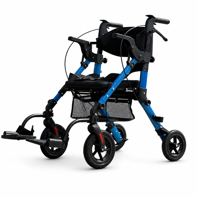  Hot sells Europe style Aluminum lightweight 2-in-1 rollator walker with seat and footrest for disabled and seniors